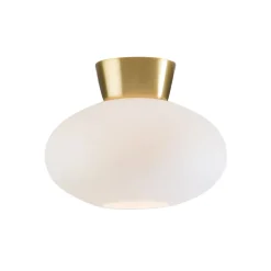 Belid Plafón Bullo vidrio opal Ø27 cm, latón Color dorado Online
