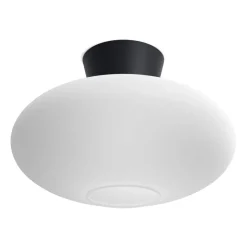 Belid Plafones<Plafón Bullo XL vidrio opal Ø38 cm, mate Negro