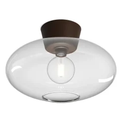 Belid Plafones<Plafón Bullo XL vidrio transparente Ø38 cm, óxido Marrón