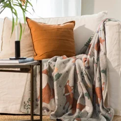 Ekelund Linneväveri Plaid de algodón Rävar 140x170 cm, Multi Hot