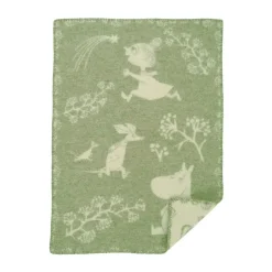 Klippan Yllefabrik Mantas Infantiles|Mantas Infantiles<Plaid infantil Moomin winterland 65x90 cm, Frost green Verde