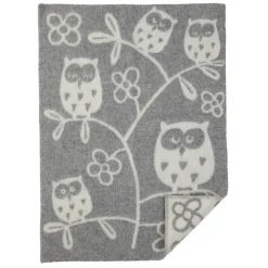 Klippan Yllefabrik Mantas Infantiles|Mantas Infantiles<Plaid infantil Tree Owl, claro Gris