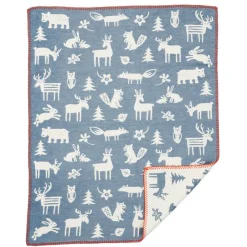 Klippan Yllefabrik Plaid para bebé Forest algodón, Azul Outlet