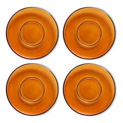 HKliving Platos Para Tazas<Plato de café de vidrio 70's Ø10,6 cm, Amber brown Naranja