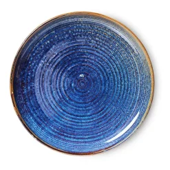 HKliving Plato de mesa Home Chef Ø26 cm, Rustic blue Azul Discount