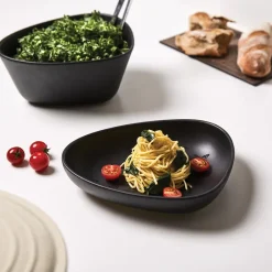 LIND DNA Plato hondo 1 Curve Stoneware 9x22 cm, Black Negro Clearance