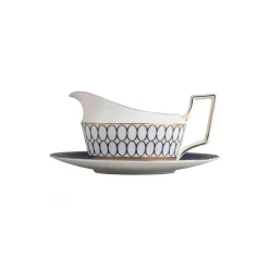 Wedgwood Plato para jarra para salsa Renaissance Gold, azul AzulBlanco Hot