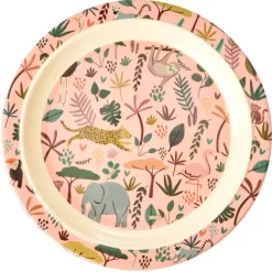 RICE Platos De Plástico|Vajillas Infantiles<Plato para niños Jungle animals, Coral-multi Rosa
