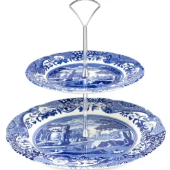 Spode Plato para tarta Blue Italian, 2 pisos Azul