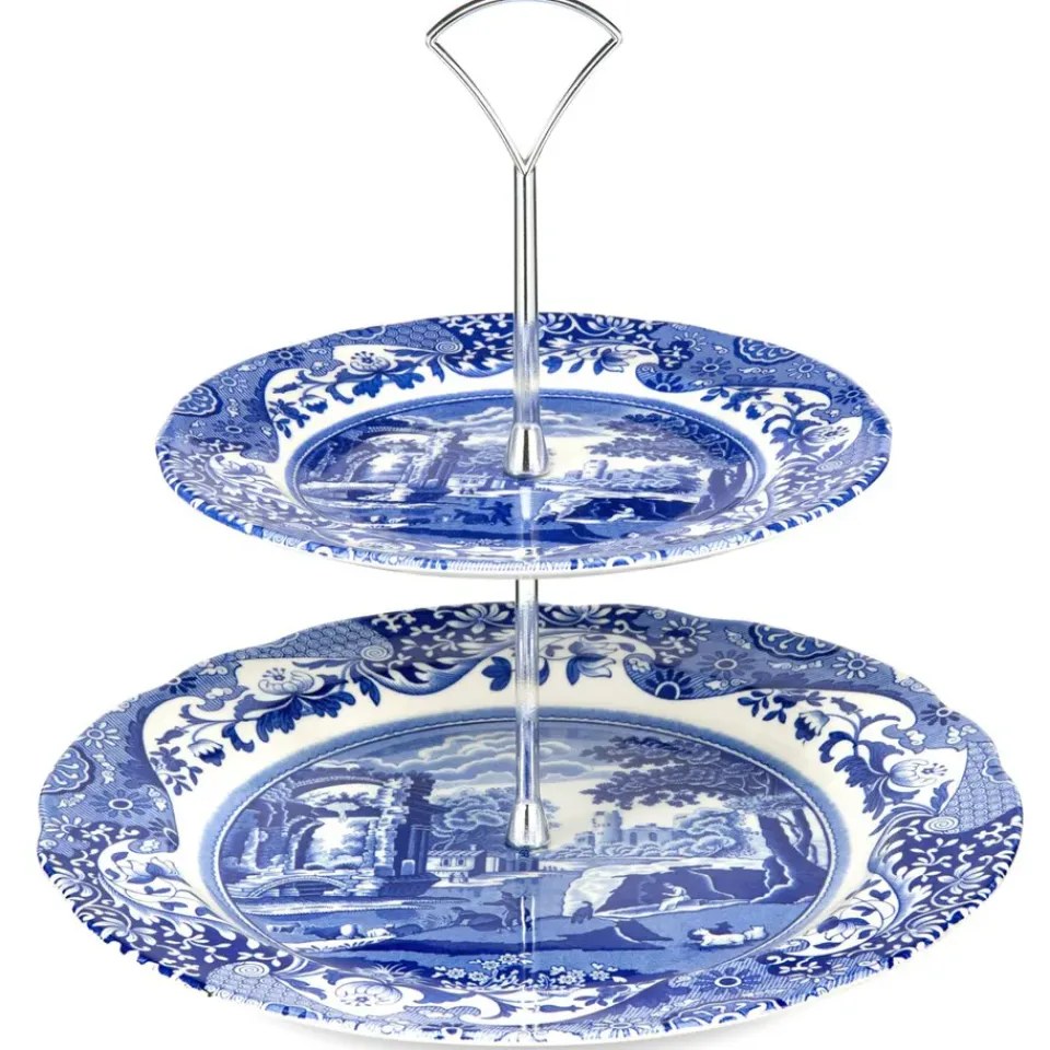 Spode Plato para tarta Blue Italian, 2 pisos Azul