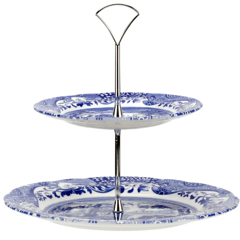 Spode Plato para tarta Blue Italian, 2 pisos Azul