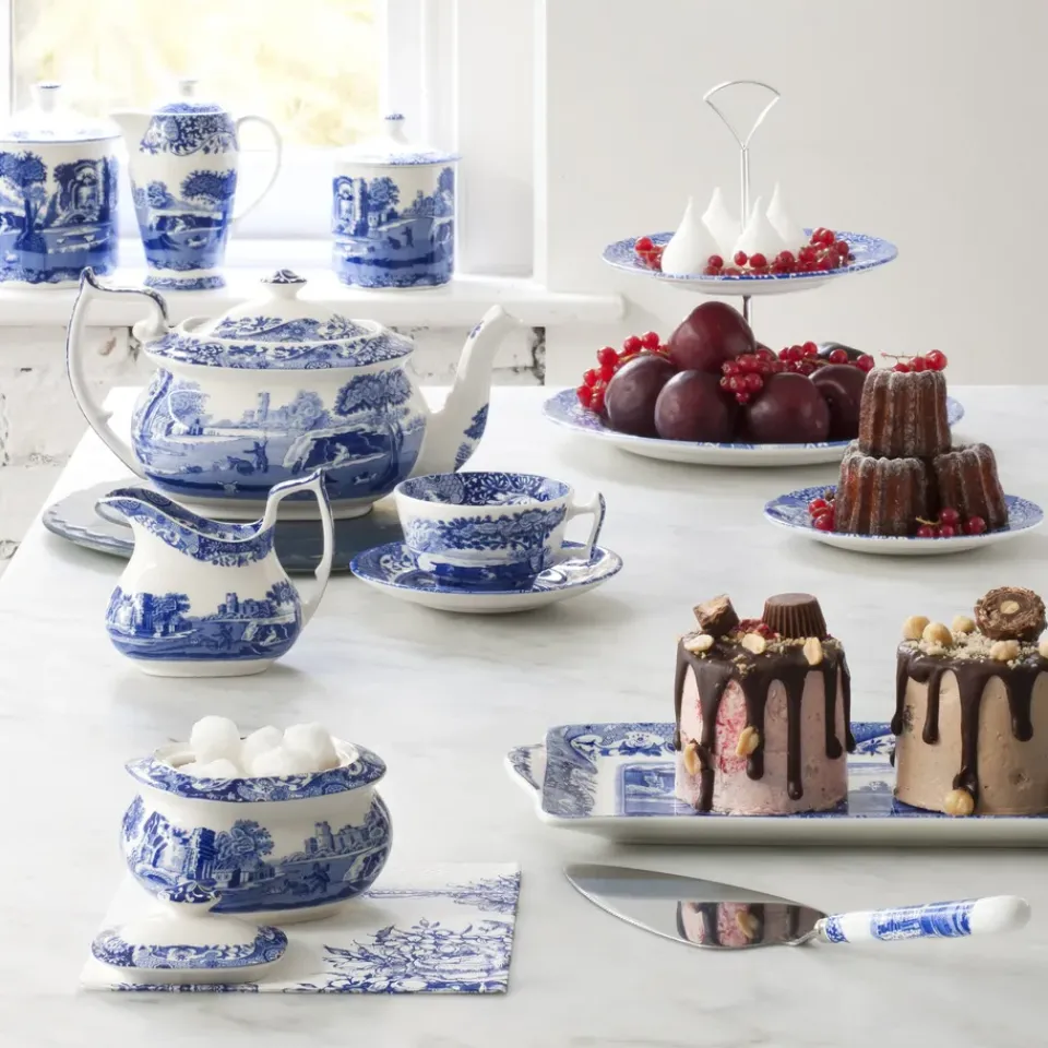 Spode Plato para tarta Blue Italian, 2 pisos Azul