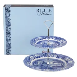 Spode Plato para tarta Blue Italian, 2 pisos Azul