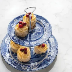 Spode Plato para tarta Blue Italian, 2 pisos Azul