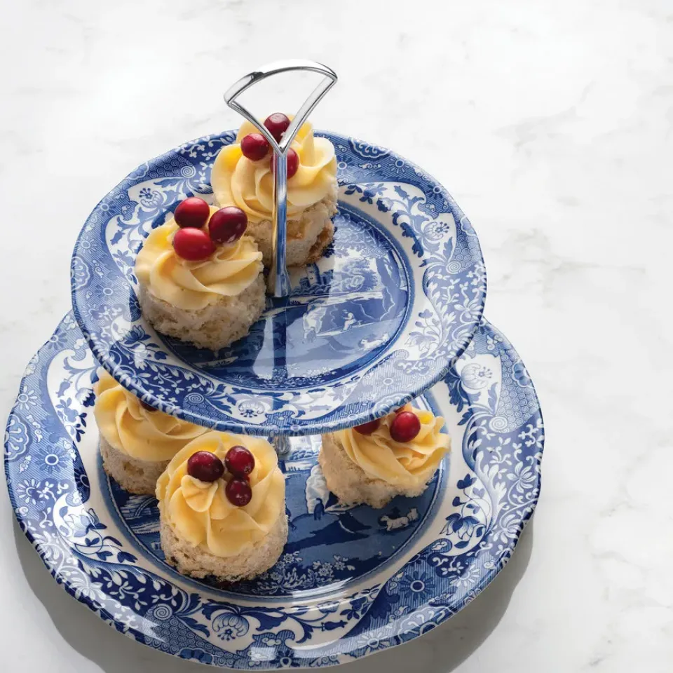 Spode Plato para tarta Blue Italian, 2 pisos Azul