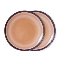HKliving Platos Llanos<Plato 70's Ø27,5 cm 2 piezas, Bedrock Marrón