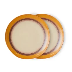 HKliving Plato 70's Ø27,5 cm 2 piezas, Coconut Multi Hot