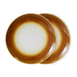HKliving Platos Llanos<Plato 70's Ø27,5 cm 2 piezas, Supernova Marrón