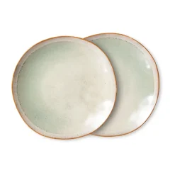 HKliving Plato 70's, 22 cm 2-pack, Niebla Verde Hot