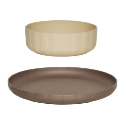 OYOY Plato y cuenco Pullo, Taupe-vanilla MarrónBeige Hot