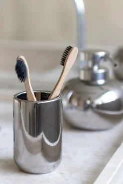 Mette Ditmer Portacepillos de dientes Lotus, Chrome Plateado Sale