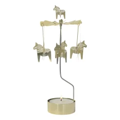 Pluto Design Decoración Navideña<Portavelas giratorio caballo Dalarna grande 25 cm, Dorado Color dorado