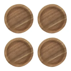 Scandi Living Posavasos de vidrio Hollow Ø9 cm 4-pack, Acacia Marrón Clearance