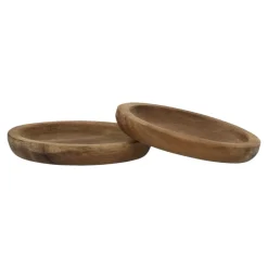Scandi Living Posavasos de vidrio Hollow Ø9 cm 4-pack, Acacia Marrón Clearance