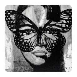 Carolina Gynning Posavasos<Posavasos Golden Butterfly 9x9 cm, Black-white NegroGrisBlanco