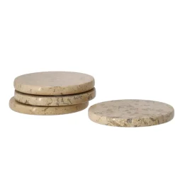 Scandi Living Posavasos<Posavasos Ridge Ø10 cm 4-pack, Mármol Marrón