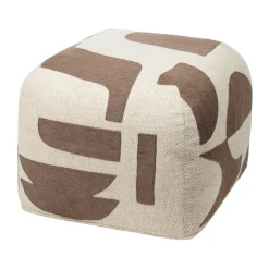 Broste Copenhagen Pufs<Puf Mundo 38 cm, Kangaroo brown-off white MarrónBeige
