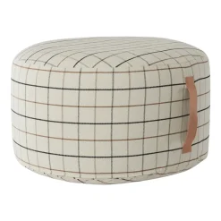 OYOY Puff Grid Ø65 cm, Off white Blanco New