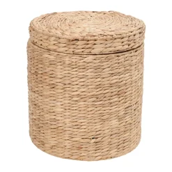 Dixie Puff Lily con tapa Ø41x43 cm, Natural Beige Outlet