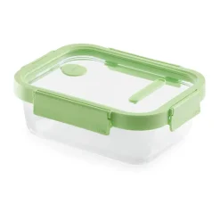 Lékué Recipiente hermético de vidrio rectangular 640 ml, Verde Sale