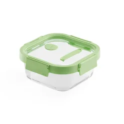 Lékué Recipiente hermético de vidrio cuadrado 800 ml, Verde Hot