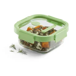 Lékué Recipiente hermético de vidrio cuadrado 800 ml, Verde Hot