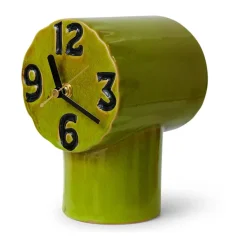 HKliving Relojes De Escritorio Y Despertadores<Reloj de cerámica retro 18 cm, Olive Verde