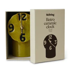 HKliving Relojes De Escritorio Y Despertadores<Reloj de cerámica retro 18 cm, Olive Verde