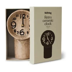 HKliving Reloj de cerámica retro 23,5 cm, Cream BeigeMarrón