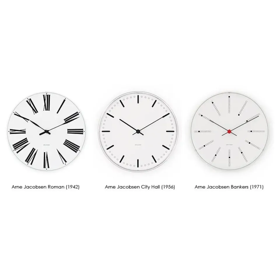 Arne Jacobsen Clocks Reloj de pared AJ Bankers, Ø 29 cm Blanco Clearance