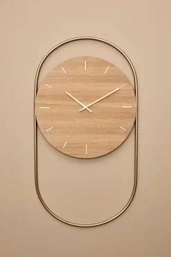 Andersen Furniture Reloj de pared A-Wall 41x76 cm, Oak-brass Marrón New