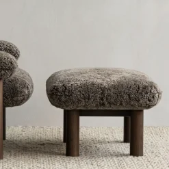 Audo Copenhagen Sillones Y Reposapiés<Reposapiés Brasilia, Tela bouclé 02 , base de roble Beige
