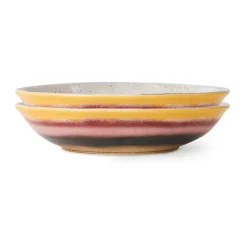 HKliving Boles Para Servir<70's 2 Boles curry 21,7x21 cm, Hibiscus Multi