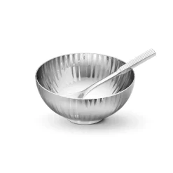Georg Jensen Salero con cuchara Bernadotte, acero inoxidable Plateado Clearance