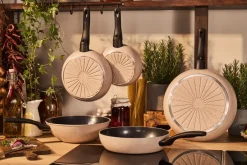 Ballarini Sartén cerámica con tapa de vidrio Ledro, 28 cm Beige Outlet