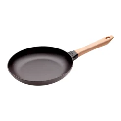 STAUB Sartén de hierro fundido negra con mango de madera claro, Ø26 cm Negro Outlet