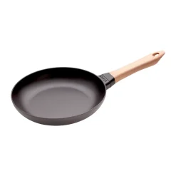 STAUB Sartén de hierro fundido negra con mango de madera claro, Ø24 cm Negro Clearance