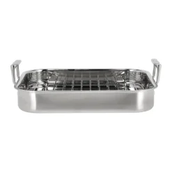 Pillivuyt Sartén de horno Somme con rejilla 32x26,5x5,5 cm, Acero inoxidable Plateado