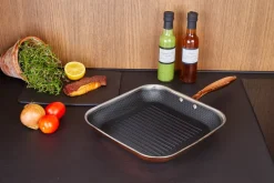 Hâws Sartén para parrilla con recubrimiento hybrid coating Santo 28 cm, Oro rosado NaranjaPlateadoNegro New