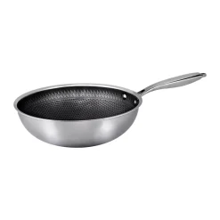 Hâws Woks<Sartén wok 28 cm hybrid coating Santo, Acero inoxidable Plateado
